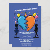 祝の自由と新しいスタート – 離婚 招待状 (正面/裏面)