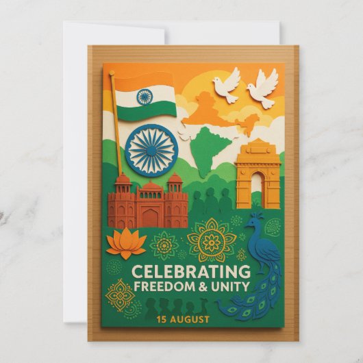 祝の自由と統一インドのカード (正面)