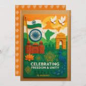 祝の自由と統一インドのカード (正面/裏面)