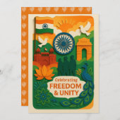 祝の自由と統一インドのカード (正面/裏面)