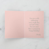 祝の誕生日ピンクの水色フローラ カード (内部)