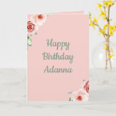 祝の誕生日ピンクの水色フローラ カード (黄色い花)