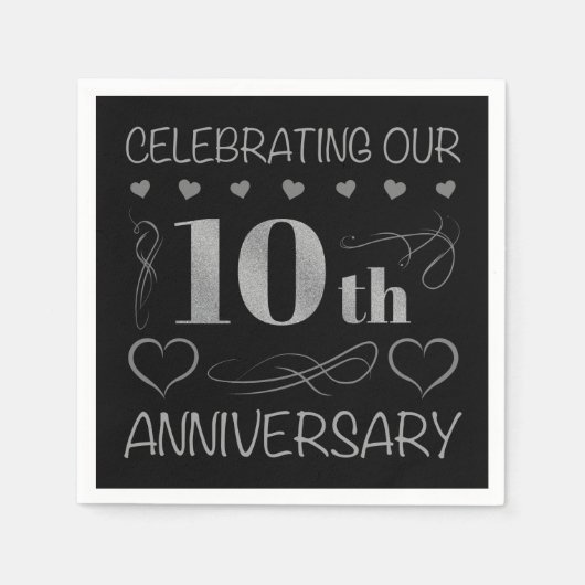祝の10周年記念 スタンダードカクテルナプキン (正面)