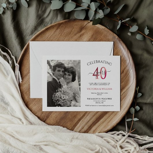 祝の40年の写真記念日パーティー 招待状