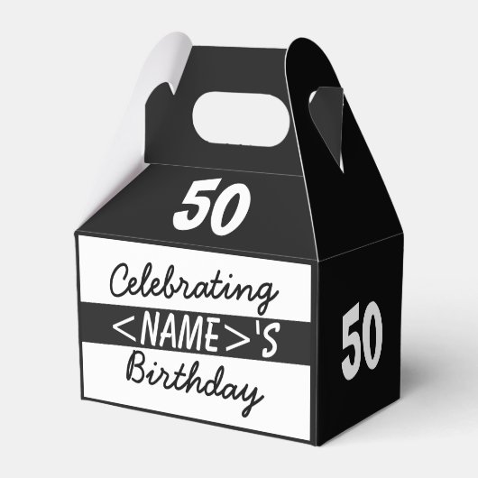 祝の50誕生日名の追加お気に入りボックス フェイバーボックス (正面サイド)