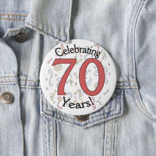 祝の70歳の紙吹雪誕生日の巨大なボタン 缶バッジ (インサイチュ)