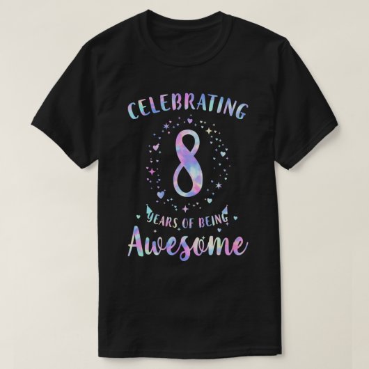祝の8年間の絞り染め素晴らし色 Tシャツ (デザイン正面)