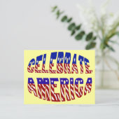 祝アメリカ国旗フォント#1はがき ポストカード (スタンド正面)