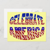 祝アメリカ国旗フォント#1はがき ポストカード (正面/裏面)