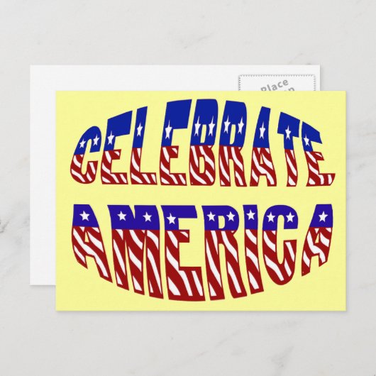 祝アメリカ国旗フォント#1はがき ポストカード (正面/裏面)