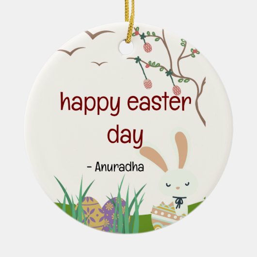 祝イースター：喜びと再生の日 セラミックオーナメント (正面)
