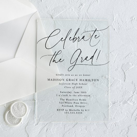 祝エレガント卒業 アクリル招待状