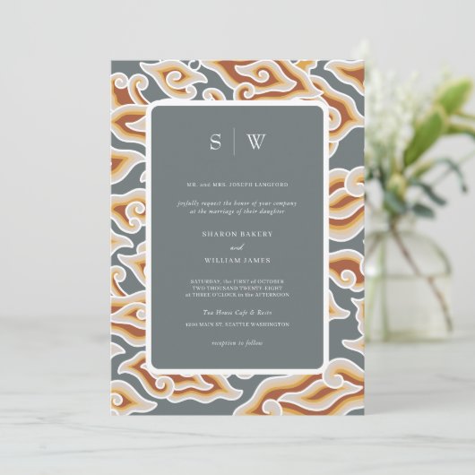 祝カラー!ろうけつ染め結婚式招待状 招待状 (スタンド正面)