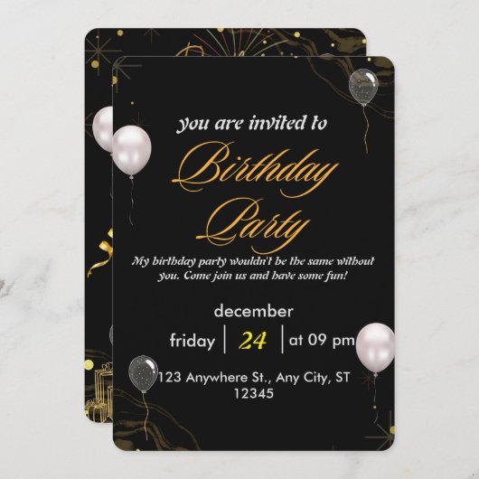 祝スタイルパーソナライズされた-誕生日カード 招待状 (正面/裏面)