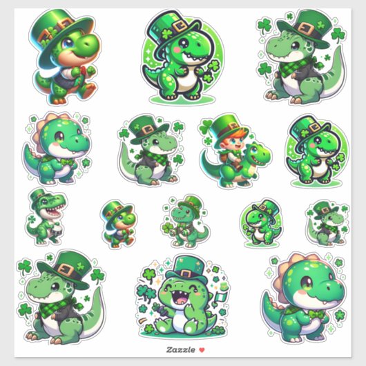 祝スタイル聖パトリックの日の恐竜 シール (シート)