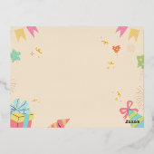 祝スタイル:お誕生日ケーキとハッピーバースデー 箔シーズンポストカード (裏面)