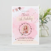 祝スタイル!ピンクの水彩可愛い第九バール 招待状 (スタンド正面)