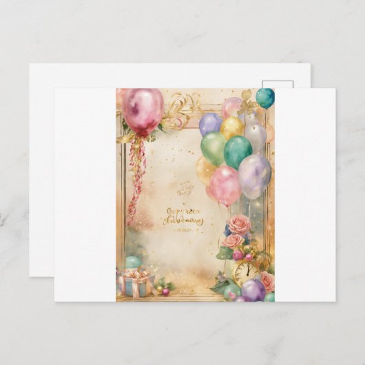 "祝スタイル:誕生日独占的はがき" インビテーションポストカード (正面/裏面)