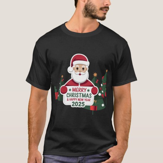 祝スタイルSanta Claus 2025メンズTシャツイン Tシャツ (正面)