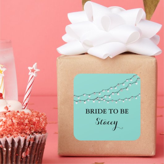 祝ティール（緑がかった色）ブルーブライドへのパーティー スクエアシール (パーティー)