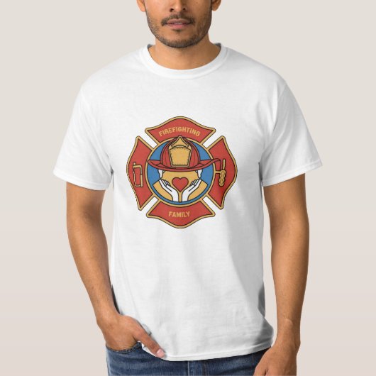 祝デザイン付き消防ユニーク士 Tシャツ (正面)