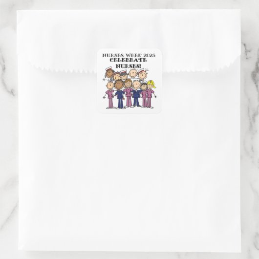 祝ナース週間2025スティックフィギュアナース スクエアシール (バッグ)