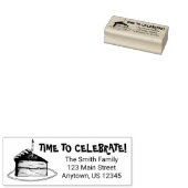 祝ハッピーバースデーパーティーケーキスライスアドレス ラバースタンプ (押印)