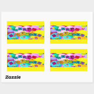 祝ハッピーバースデー 長方形シール