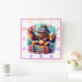 祝パーティー好きのサルの良い雰囲気 スクエア壁時計 (ホーム)