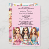 祝ファンシー10代の女の子の誕生日パーティー 招待状 (正面/裏面)