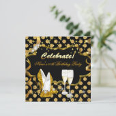 祝フェイク金ゴールド箔水玉模様ハイヒールパーティー 招待状 (スタンド正面)