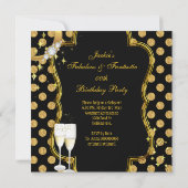 祝フェイク金ゴールド箔水玉模様ハイヒールパーティー 招待状 (裏面)