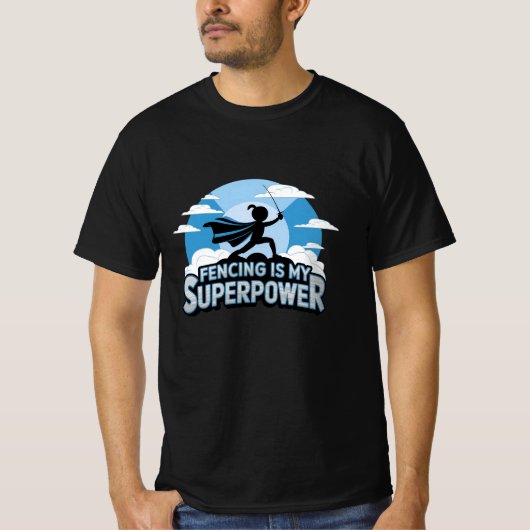 祝フェンシングデザイン付きユニーク剣術 Tシャツ (正面)