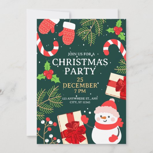 祝メリー季パーティーのクリスマス 招待状 (正面)