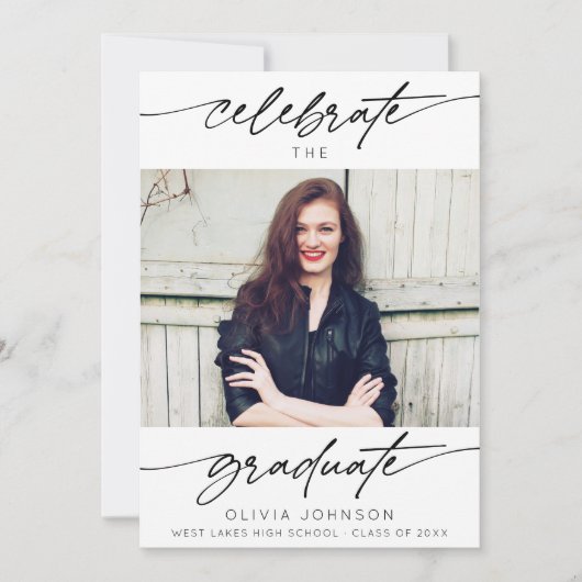 祝モダン写真卒業 招待状 (正面)