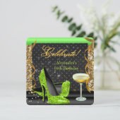 祝ライム金ゴールドブラックグリッターバースデーパーティー 招待状 (スタンド正面)