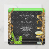 祝ライム金ゴールドブラックグリッターバースデーパーティー 招待状 (裏面)