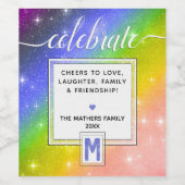 祝🌈レインボー+モノグラム ワインラベル (シングルラベル)