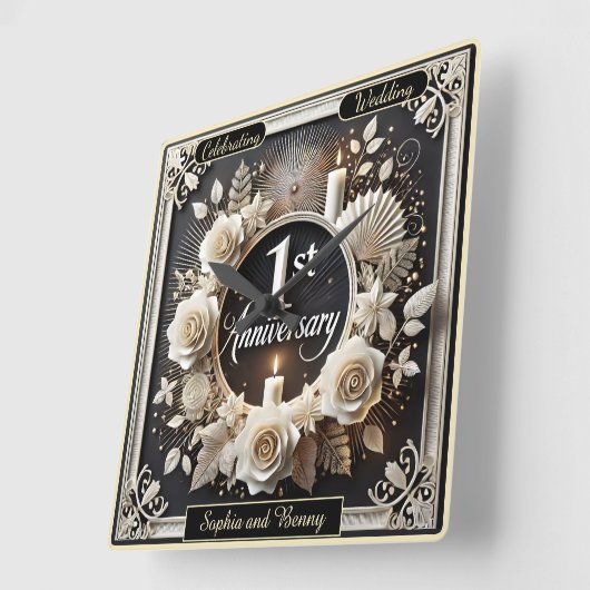 祝一周年記念の美しさ スクエア壁時計 (傾斜)