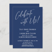 祝一緒に!ウェディングモダンパーティー海軍 招待状 (正面/裏面)