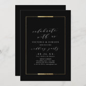 祝一緒に！フレーム付きエレガンスシンプル結婚ズ 招待状 (正面/裏面)