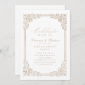 祝一緒に！中性ヴィンテージ婚約 招待状 (正面/裏面)