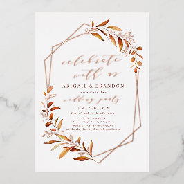 祝一緒に！秋グリーンリーウェディングパーティー 箔招待状