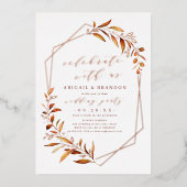 祝一緒に!秋グリーンリーウェディングパーティー 箔招待状 (正面)