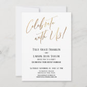 祝一緒に！金ゴールドエレガントなウェディングパーティー 招待状 (正面)