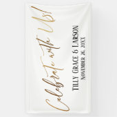 祝一緒に！金ゴールド手書きタイポグラフィ 横断幕 (縦)