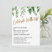 祝一緒に！金ゴールド書と緑 招待状 (スタンド正面)