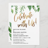 祝一緒に！金ゴールド書（緑あり） 招待状 (正面/裏面)