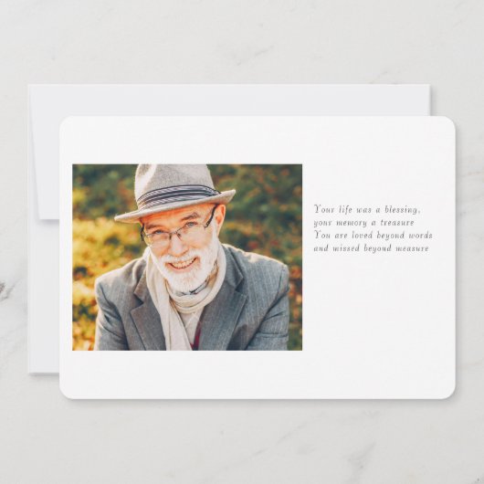 祝人生のミニマモダンシンプルリスト写真 招待状 (裏面)