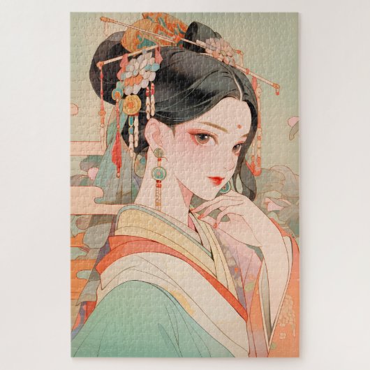 祝伝統的中国の女 ジグソーパズル (縦)